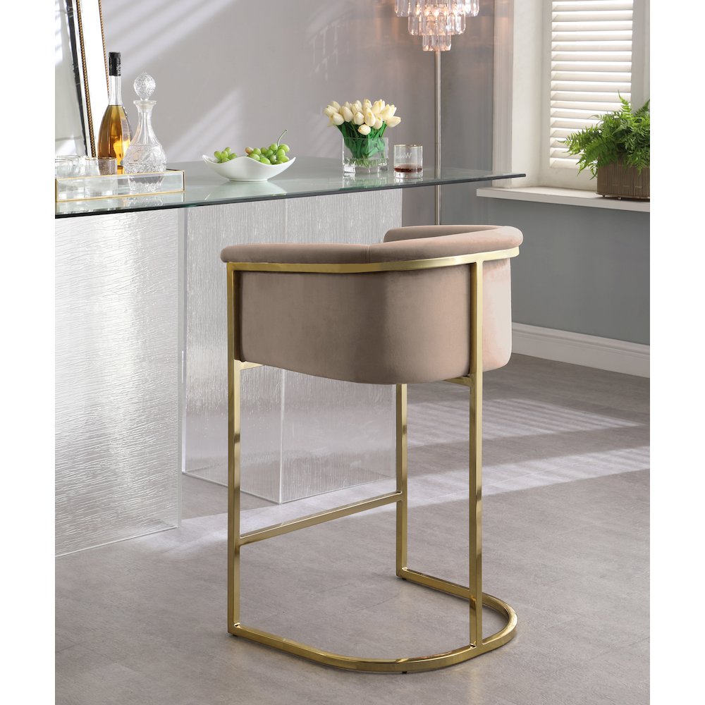 Donatella Beige Velvet Stool. Picture 3