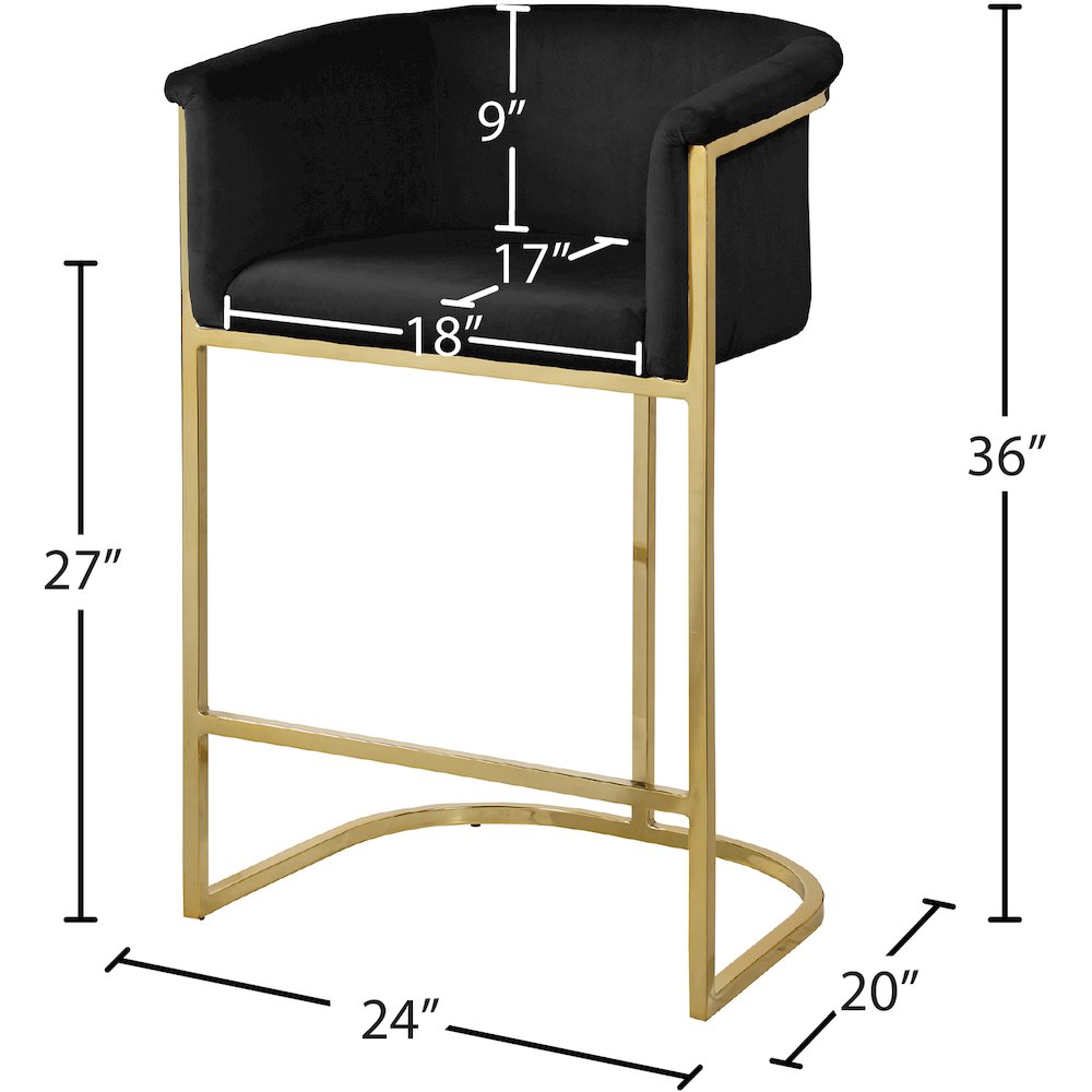 Donatella Black Velvet Stool. Picture 4