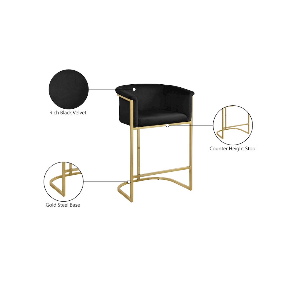 Donatella Black Velvet Stool. Picture 5