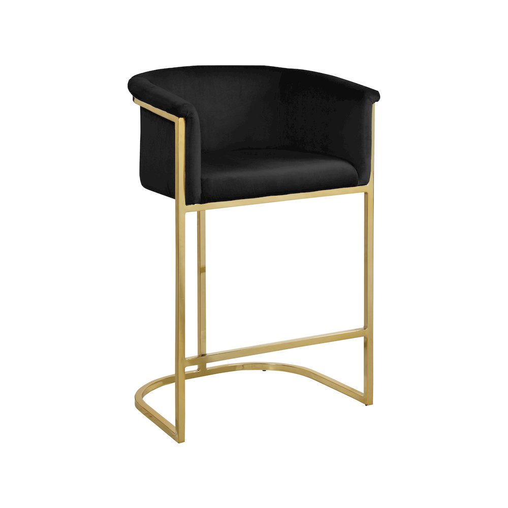 Donatella Black Velvet Stool. Picture 1