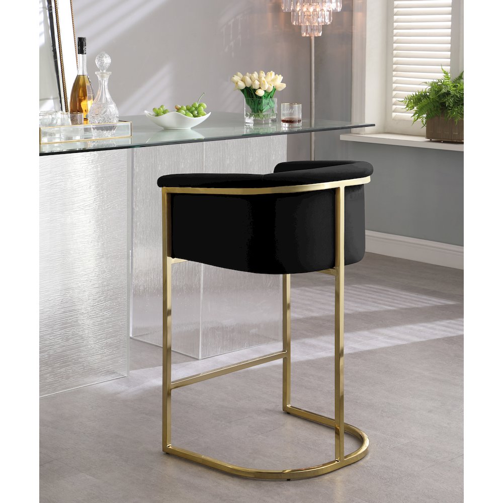 Donatella Black Velvet Stool. Picture 3