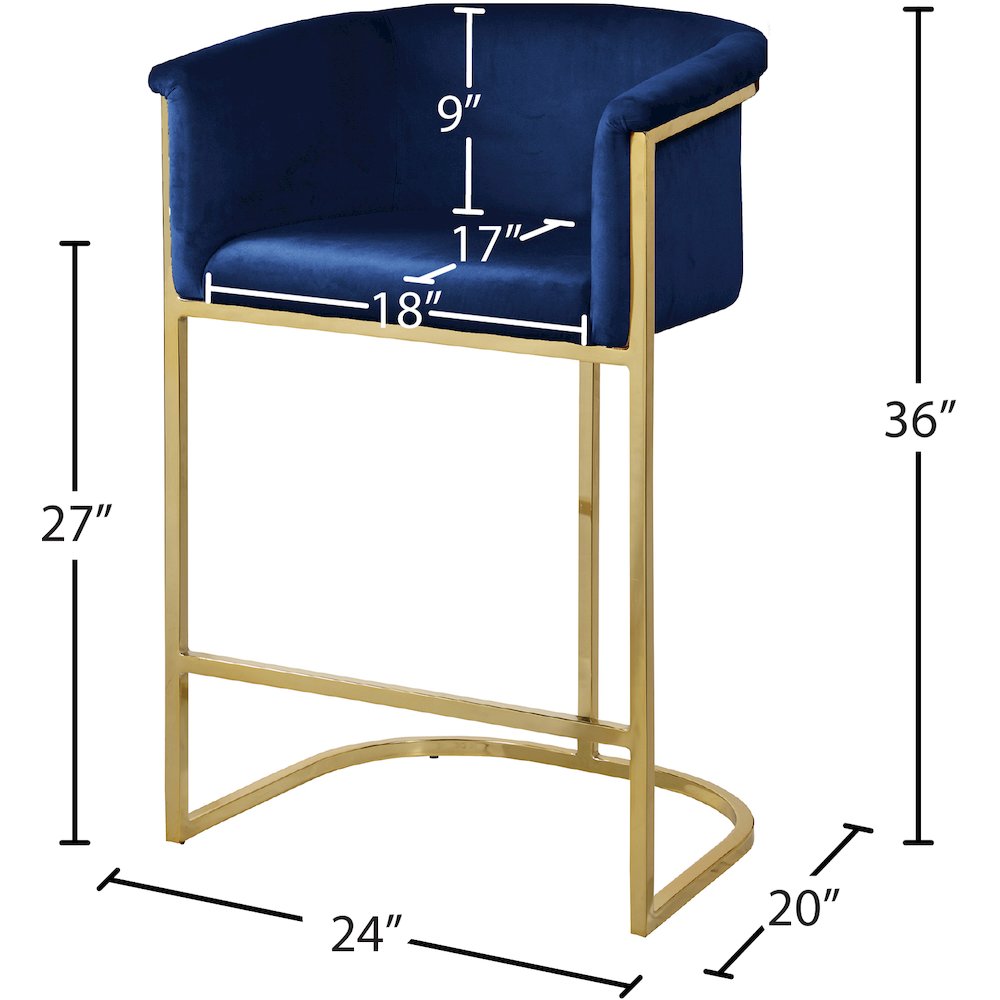 Donatella Navy Velvet Stool. Picture 4