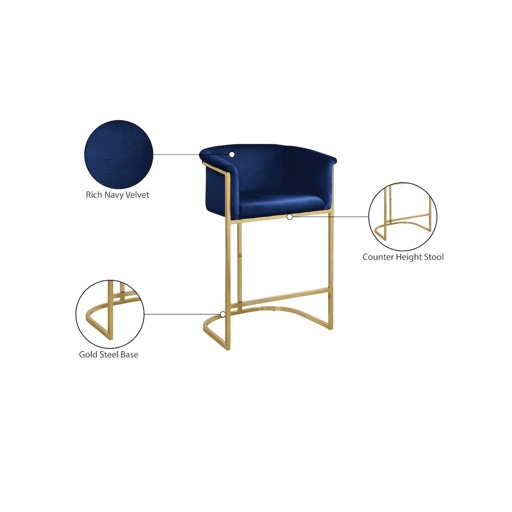 Donatella Navy Velvet Stool. Picture 5