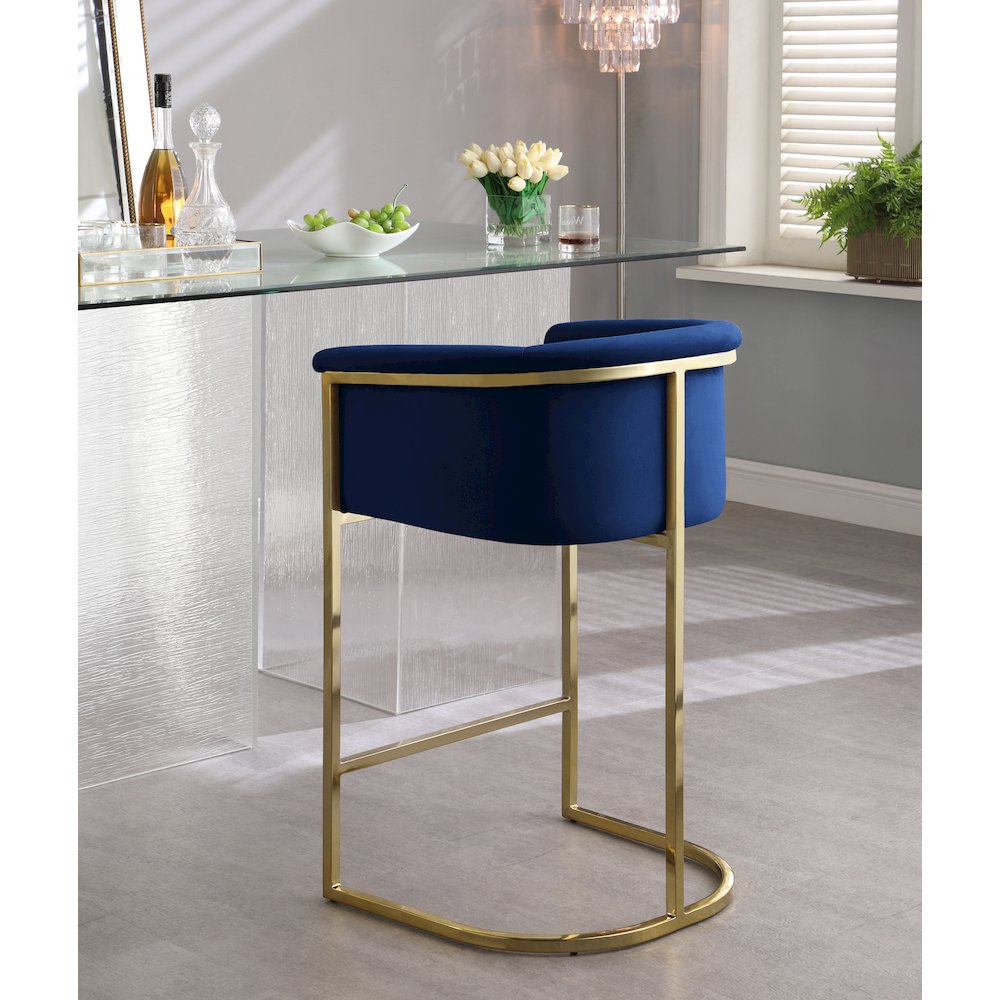 Donatella Navy Velvet Stool. Picture 3