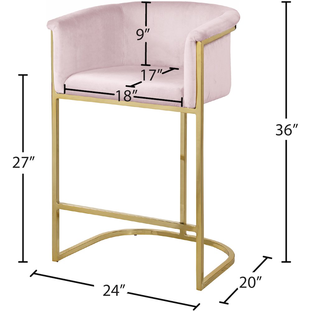 Donatella Pink Velvet Stool. Picture 4