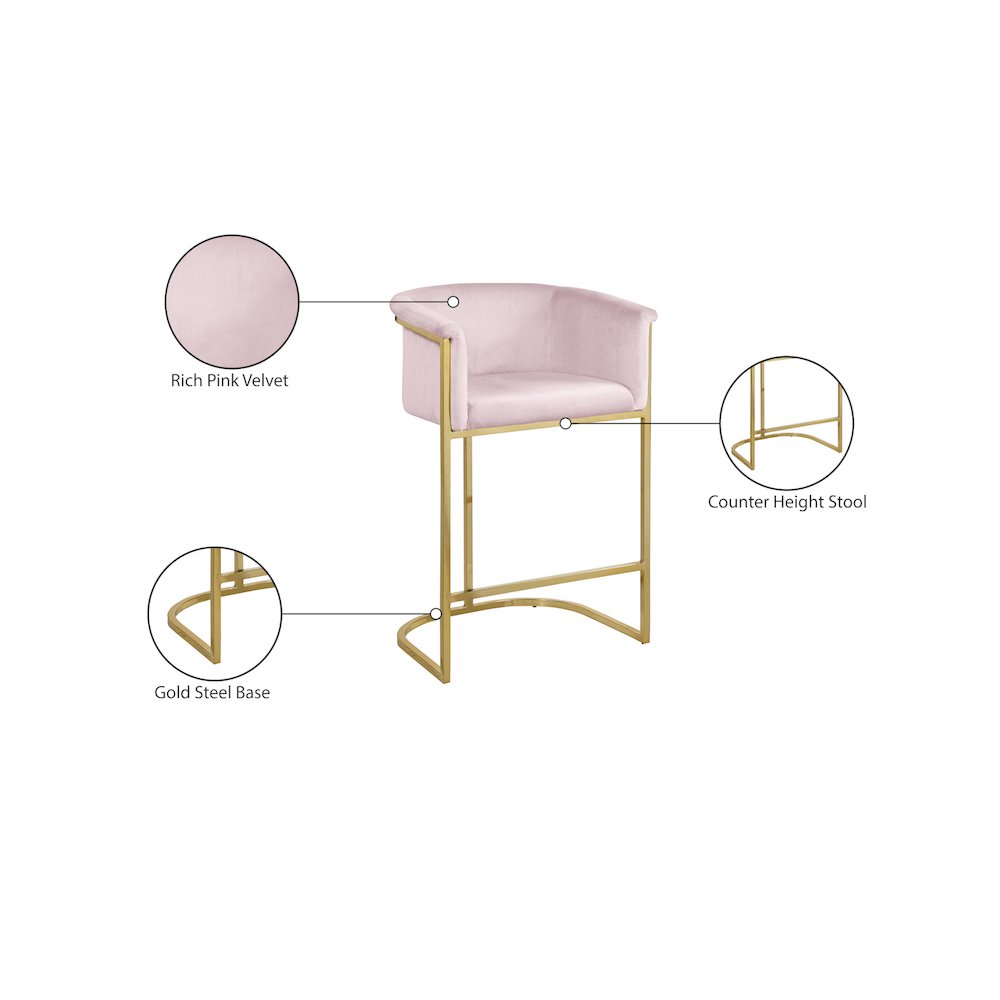 Donatella Pink Velvet Stool. Picture 5