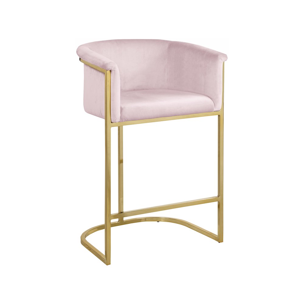 Donatella Pink Velvet Stool. Picture 1