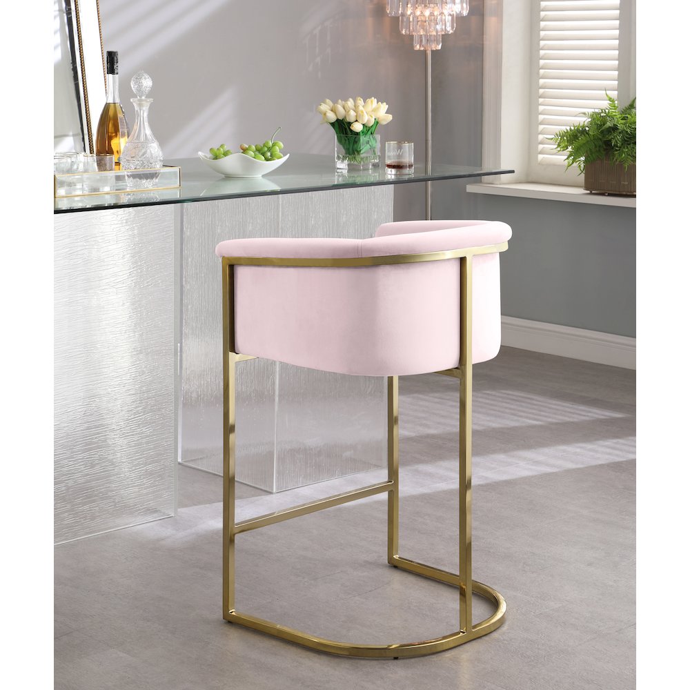 Donatella Pink Velvet Stool. Picture 3