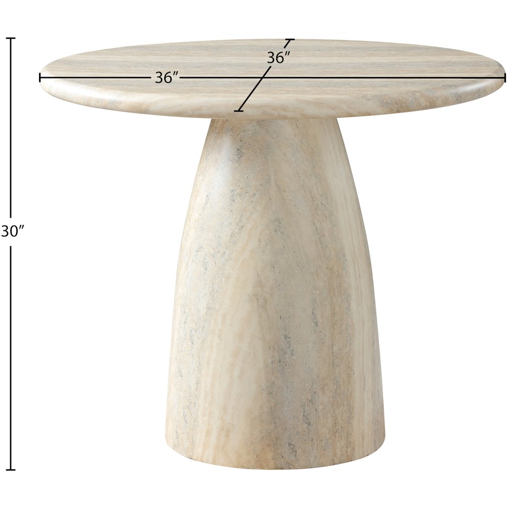 Cosenza Travertine 36" Travertine Finish Concrete Dining Table. Picture 6