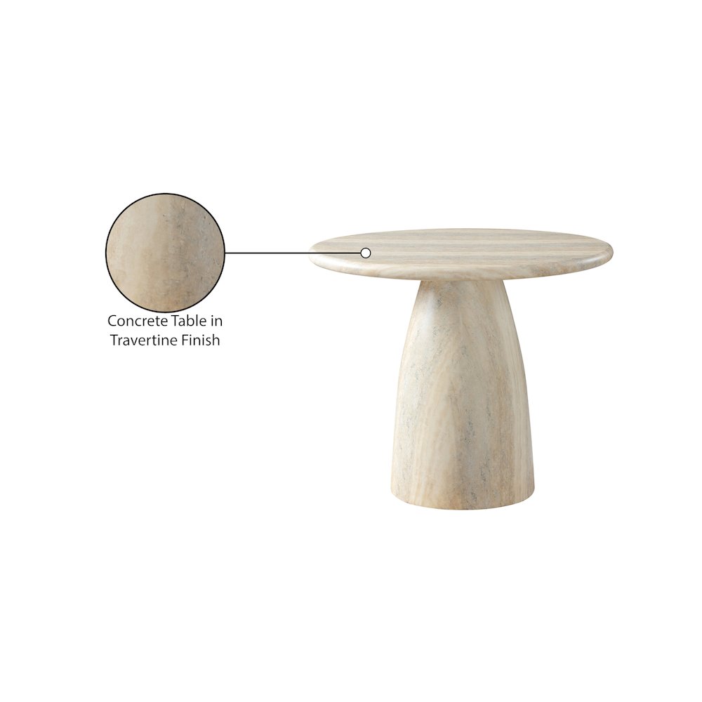 Cosenza Travertine 36" Travertine Finish Concrete Dining Table. Picture 7