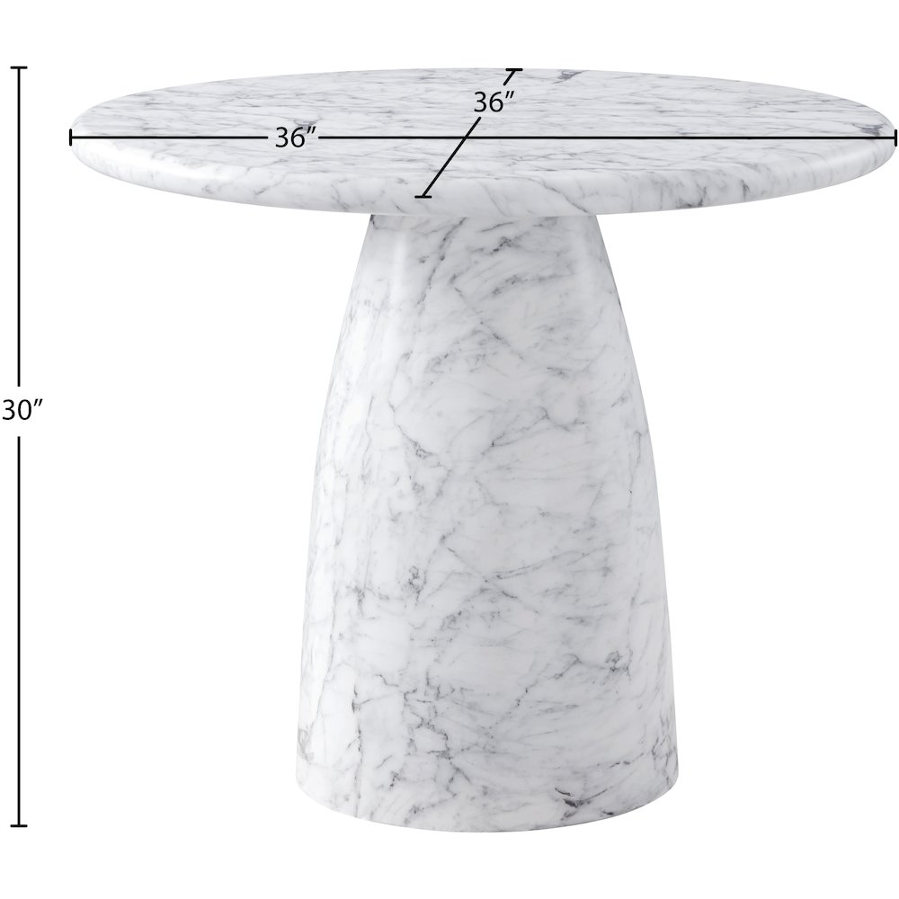 Cosenza White 36" Marble Finish Concrete Dining Table. Picture 6