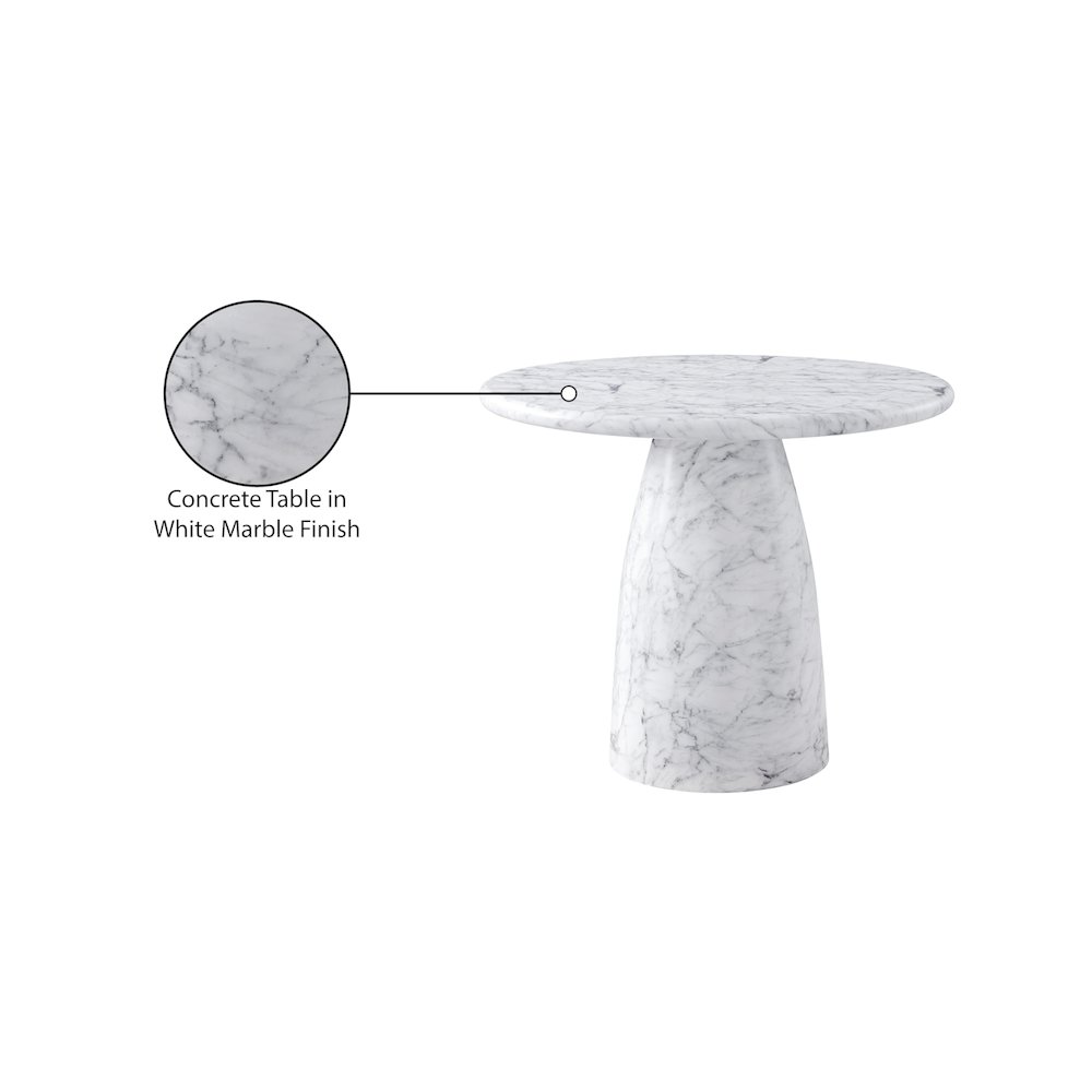 Cosenza White 36" Marble Finish Concrete Dining Table. Picture 7