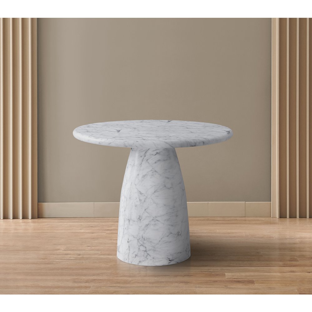 Cosenza White 36" Marble Finish Concrete Dining Table. Picture 2