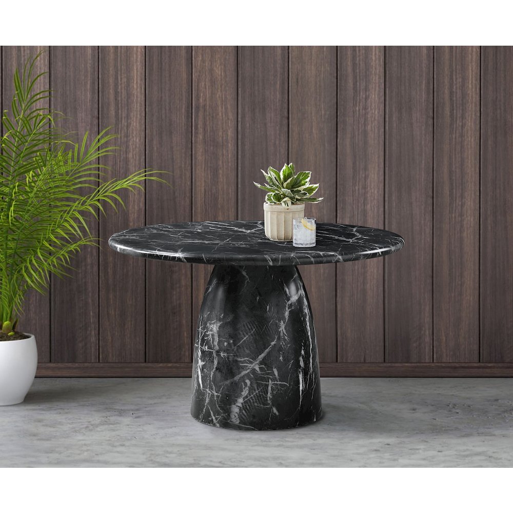 Cosenza Black 48.5" Marble Finish Concrete Dining Table. Picture 2