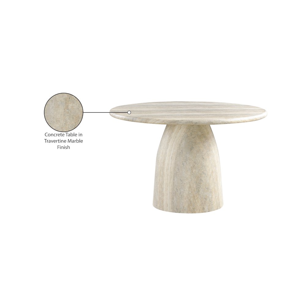Cosenza Travertine 48.5" Travertine Finish Concrete Dining Table. Picture 6