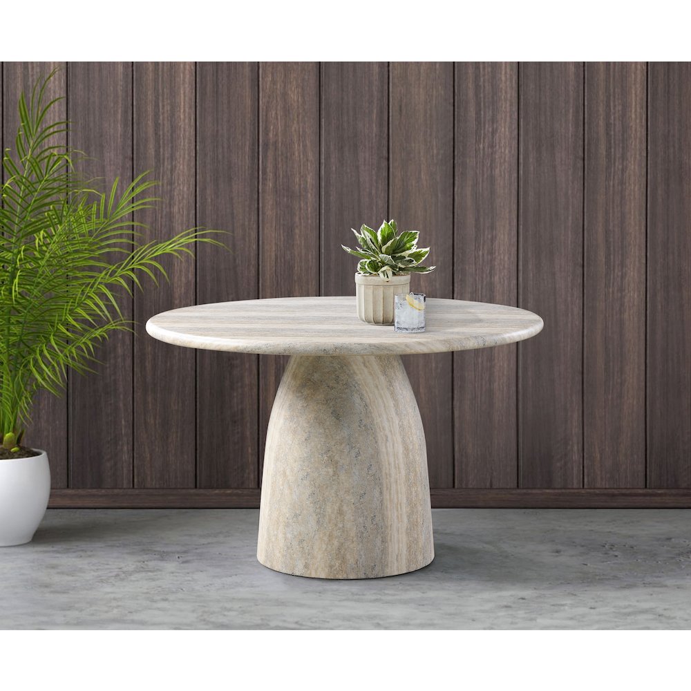 Cosenza Travertine 48.5" Travertine Finish Concrete Dining Table. Picture 2