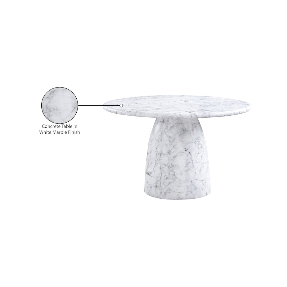 Cosenza White 48.5" Marble Finish Concrete Dining Table. Picture 6