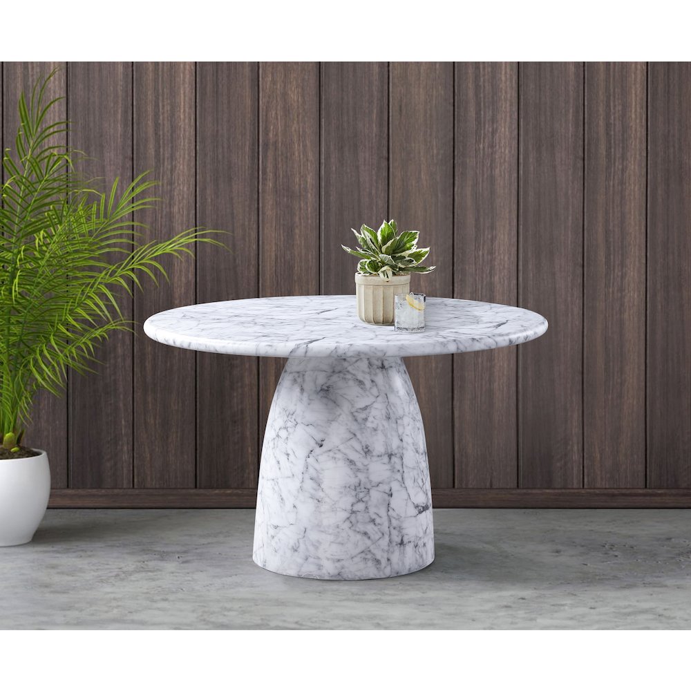 Cosenza White 48.5" Marble Finish Concrete Dining Table. Picture 2