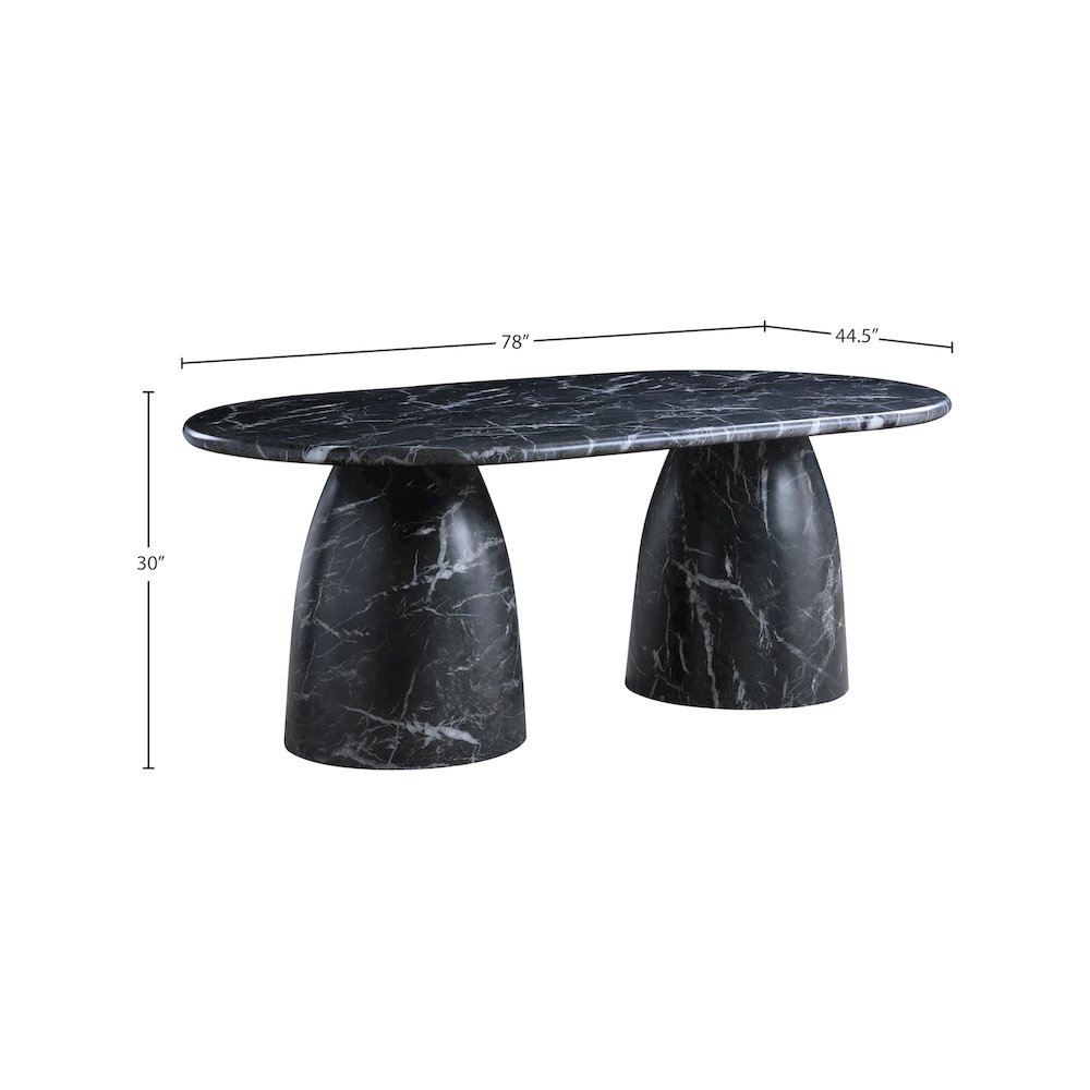 Cosenza Black 78" Marble Finish Concrete Dining Table. Picture 6