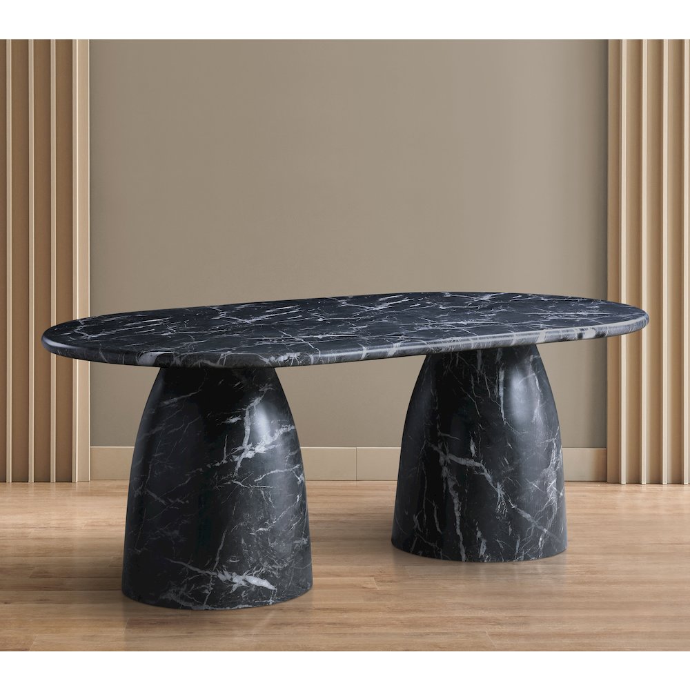 Cosenza Black 78" Marble Finish Concrete Dining Table. Picture 2