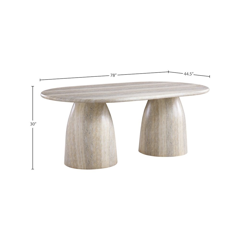 Cosenza Travertine 78" Travertine Finish Concrete Dining Table. Picture 6