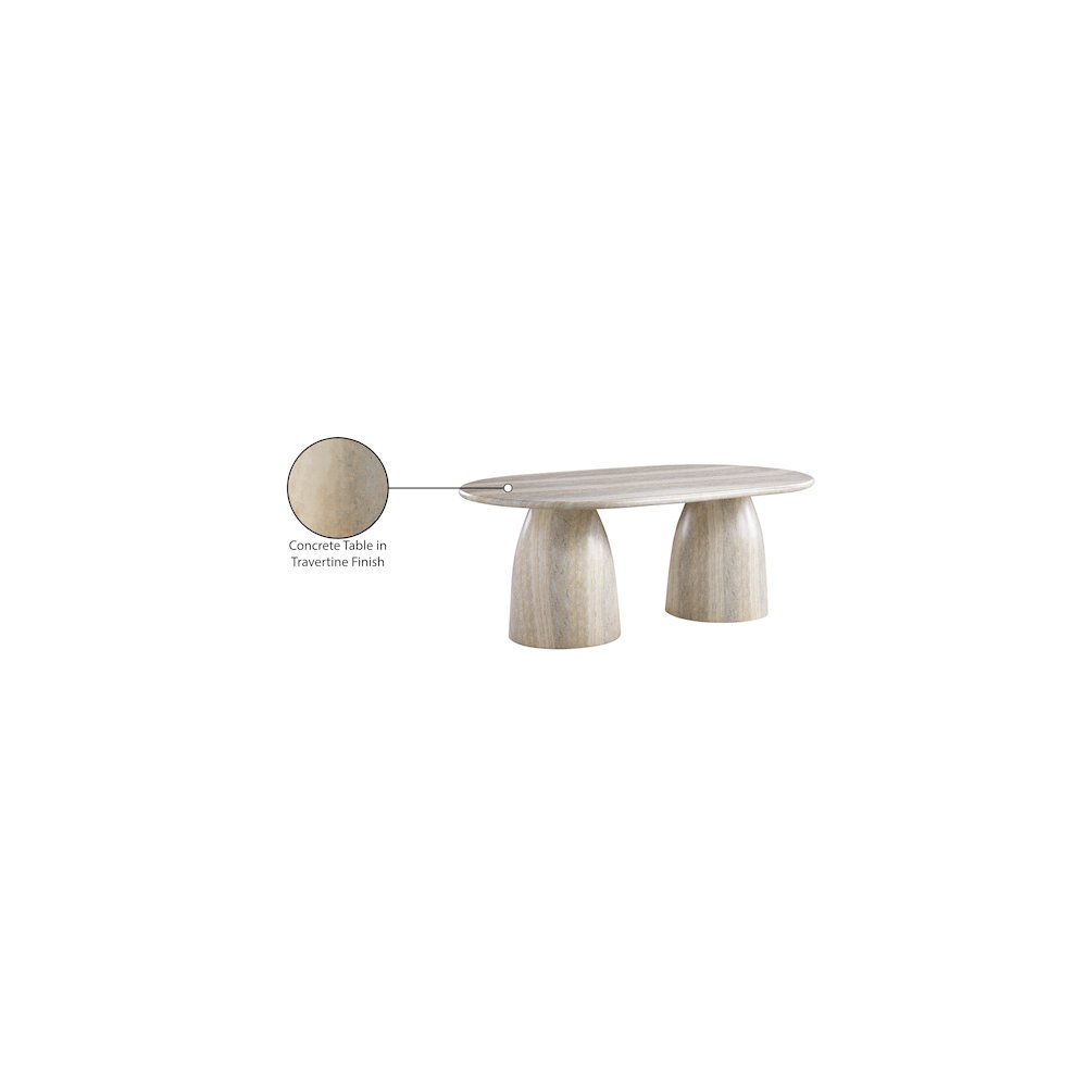 Cosenza Travertine 78" Travertine Finish Concrete Dining Table. Picture 7
