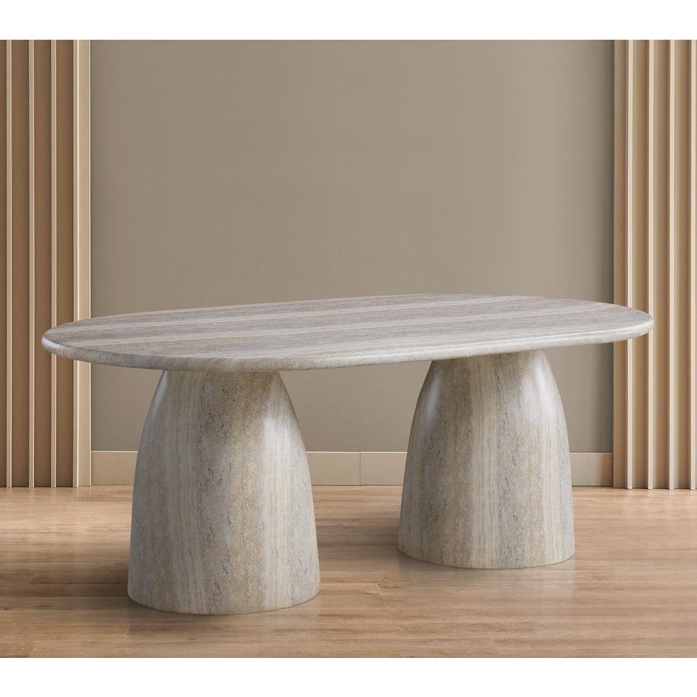 Cosenza Travertine 78" Travertine Finish Concrete Dining Table. Picture 2