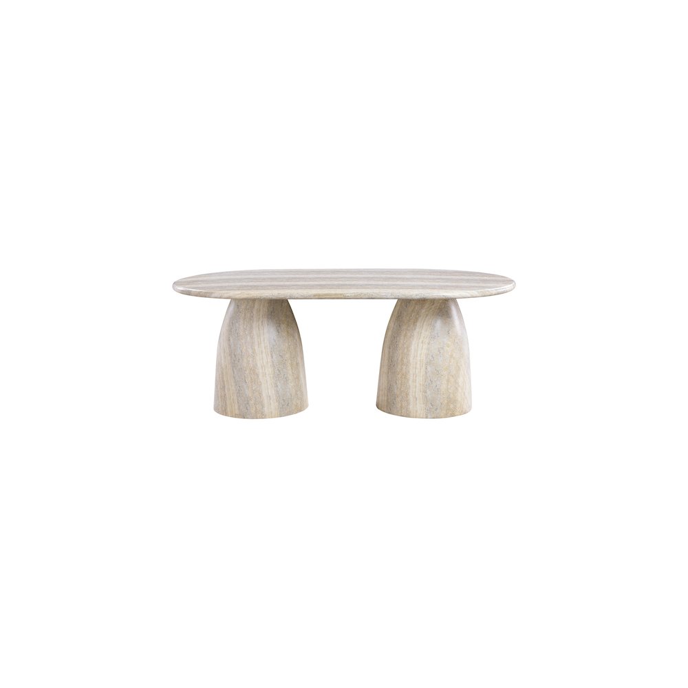 Cosenza Travertine 78" Travertine Finish Concrete Dining Table. Picture 4