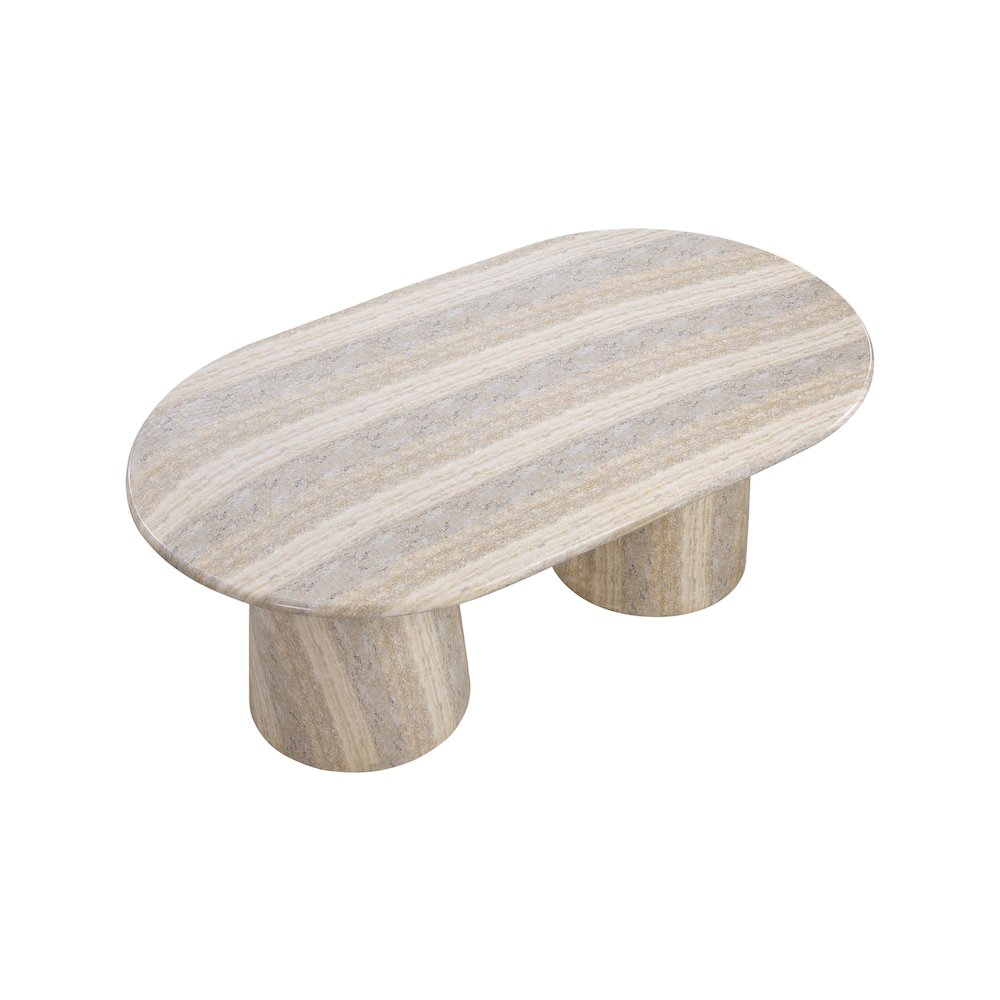 Cosenza Travertine 78" Travertine Finish Concrete Dining Table. Picture 5