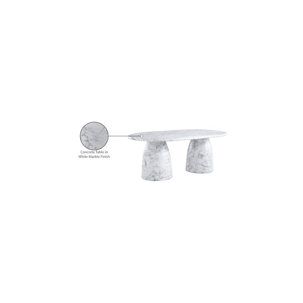 Cosenza White 78" Marble Finish Concrete Dining Table. Picture 7