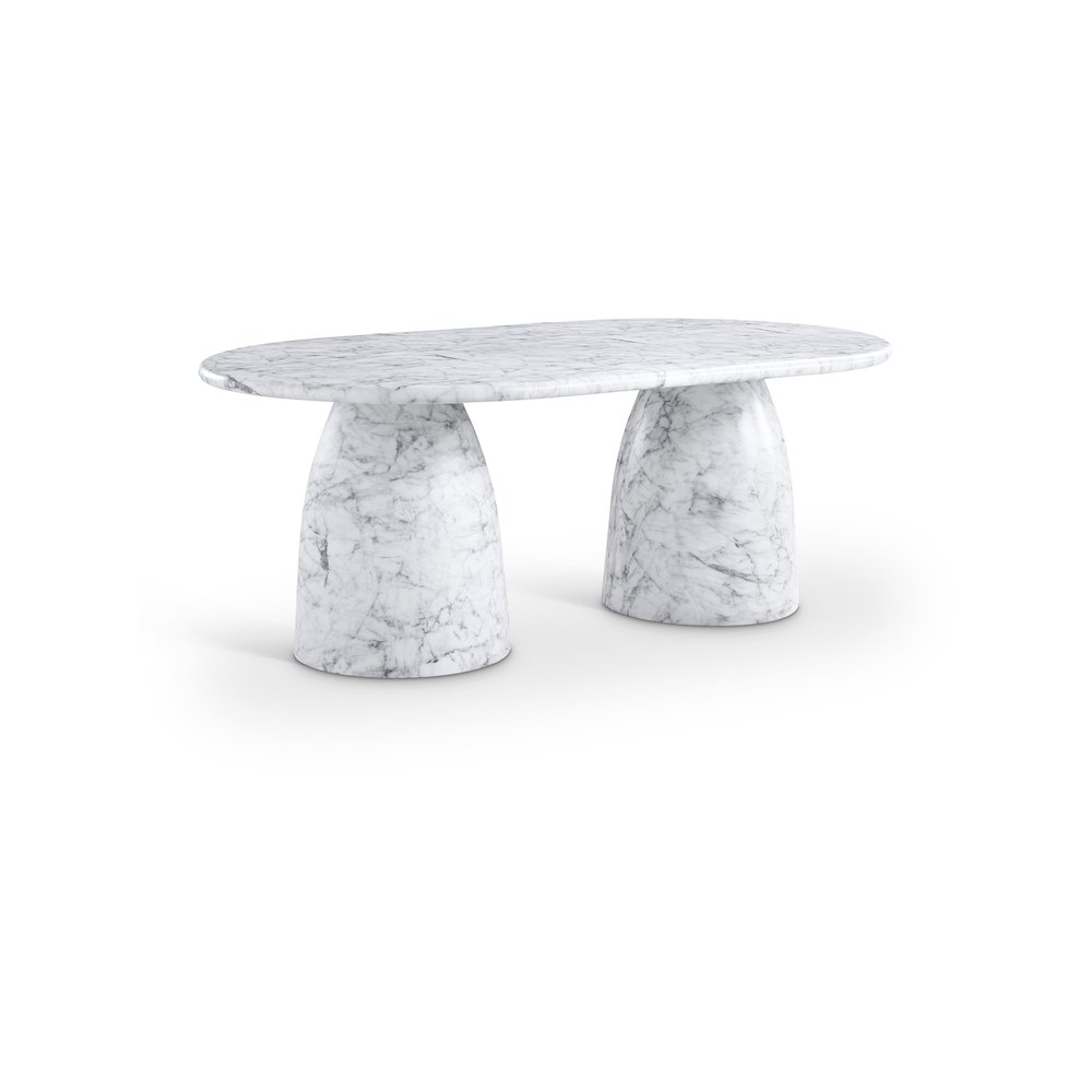 Cosenza White 78" Marble Finish Concrete Dining Table. Picture 1