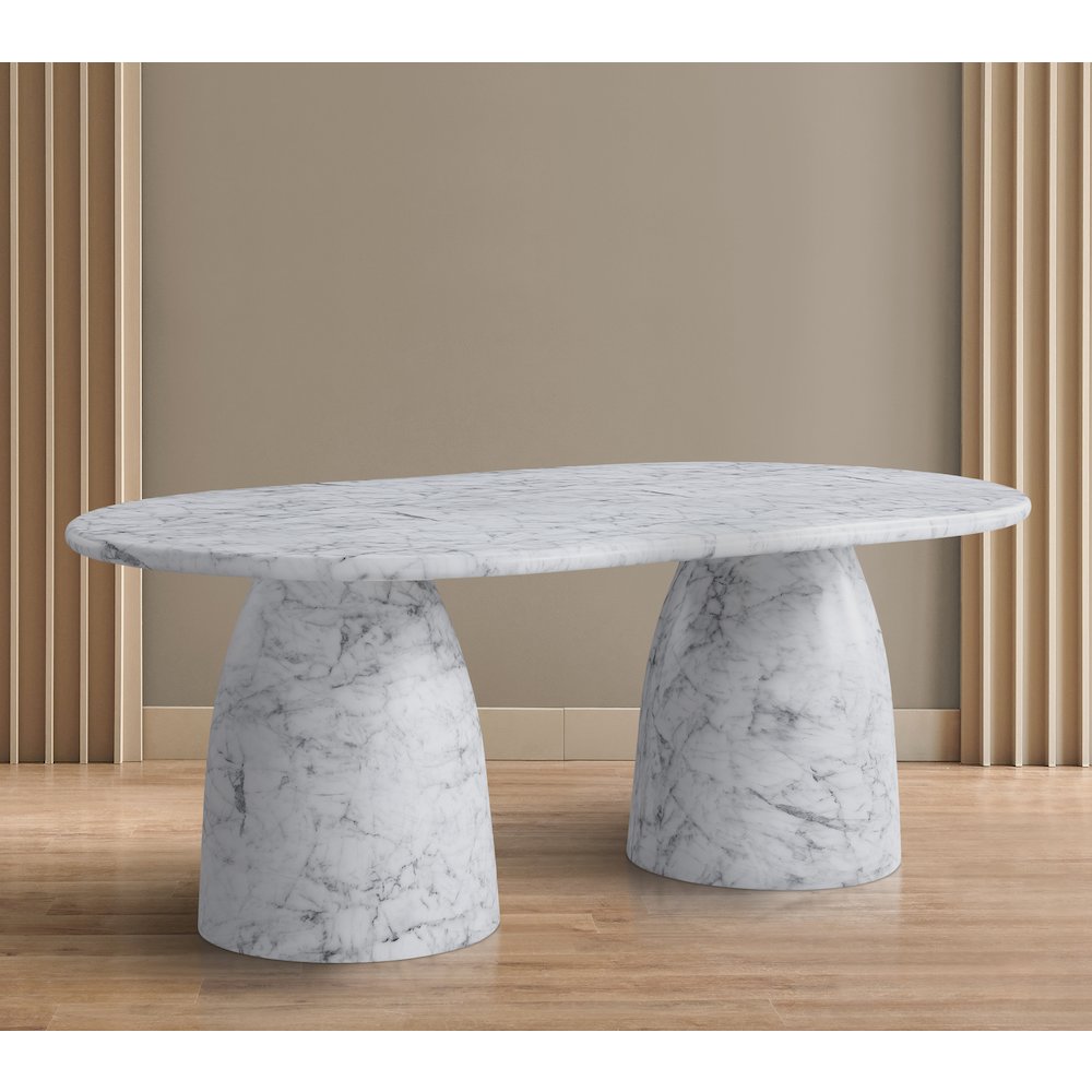 Cosenza White 78" Marble Finish Concrete Dining Table. Picture 2