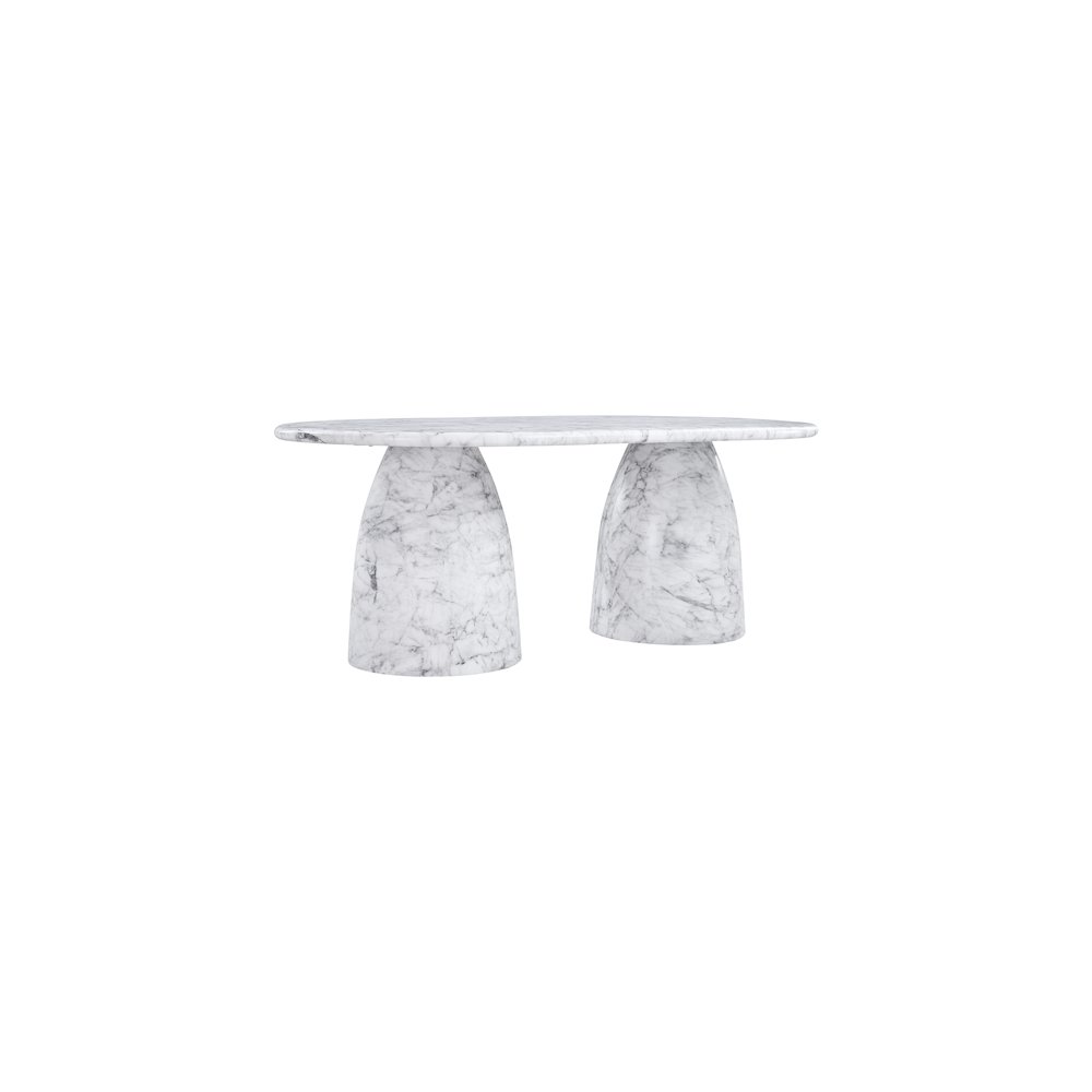 Cosenza White 78" Marble Finish Concrete Dining Table. Picture 3