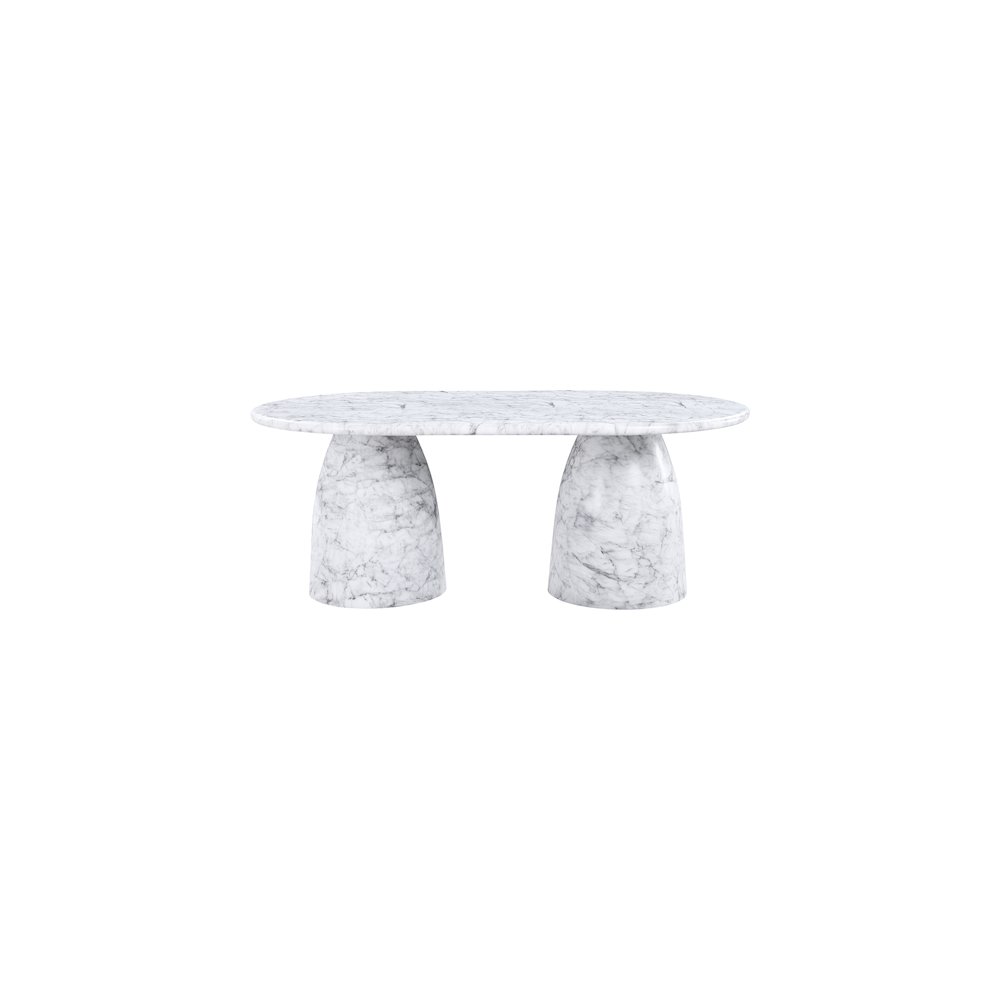 Cosenza White 78" Marble Finish Concrete Dining Table. Picture 4
