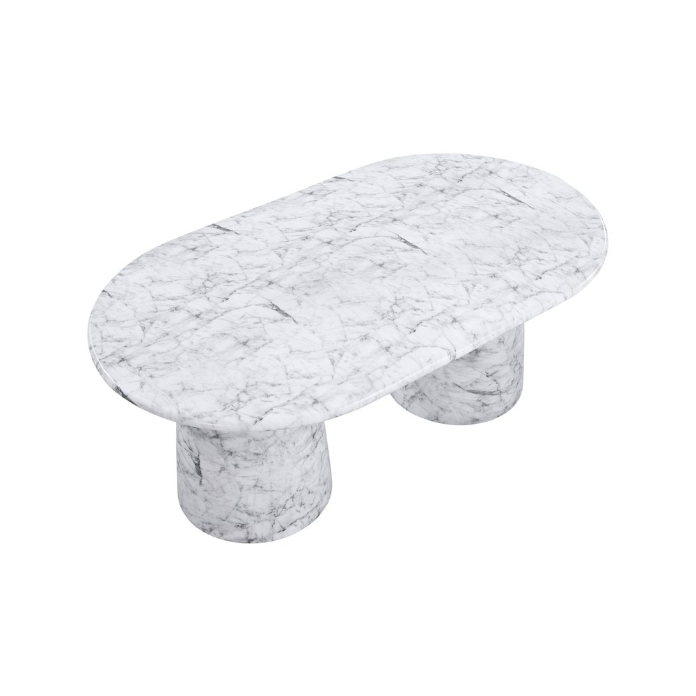 Cosenza White 78" Marble Finish Concrete Dining Table. Picture 5