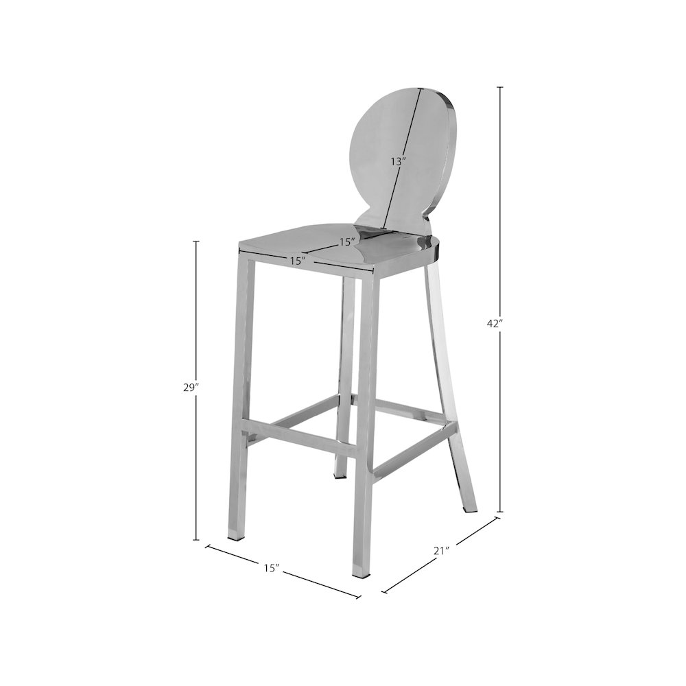 Maddox Chrome Stainless Steel Stool. Picture 4