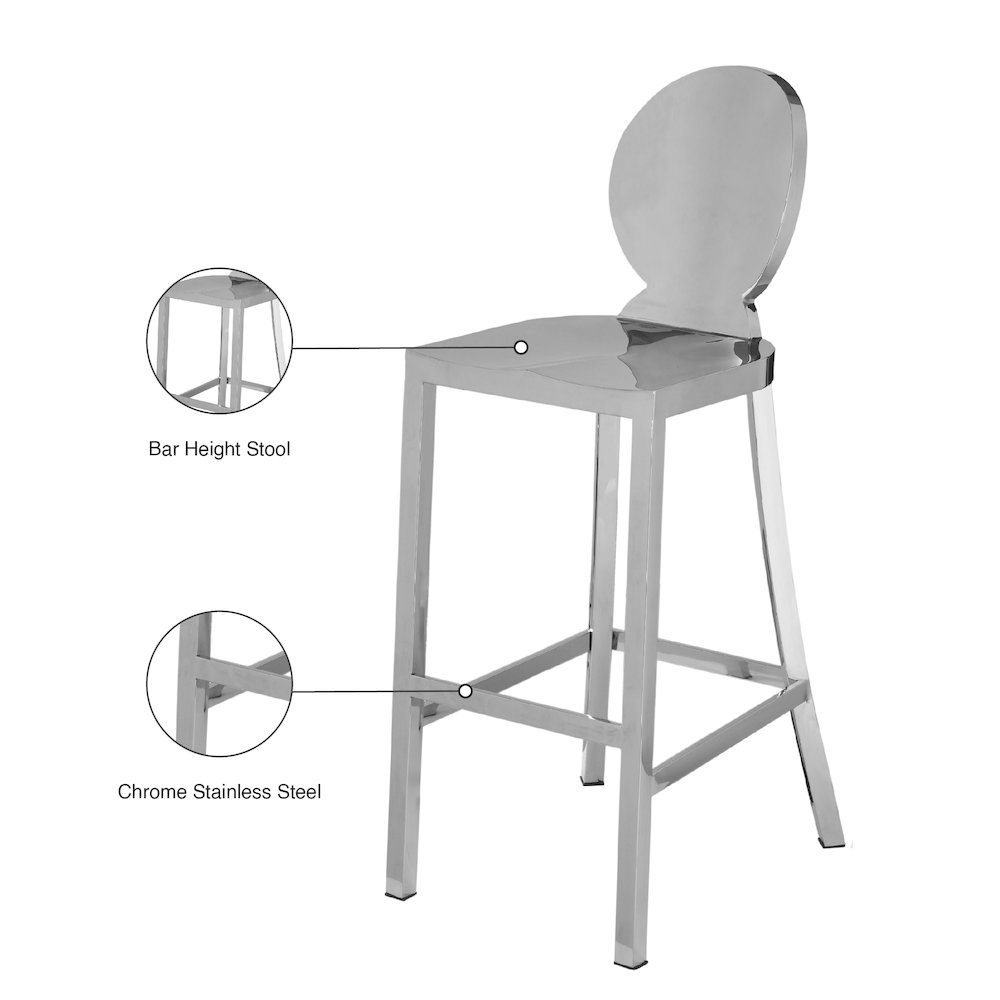Maddox Chrome Stainless Steel Stool. Picture 5