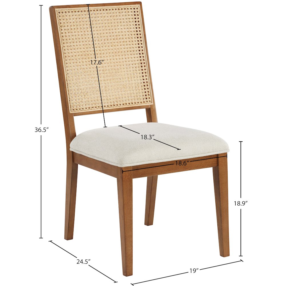 Butterfly Cream Linen Textured Fabric Dining Chair, Set of 2. Picture 7