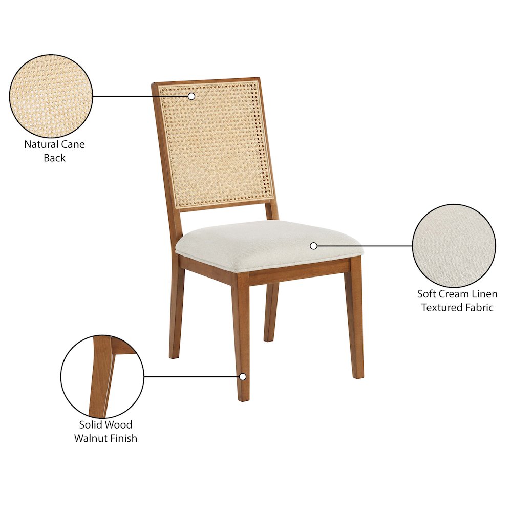 Butterfly Cream Linen Textured Fabric Dining Chair, Set of 2. Picture 8
