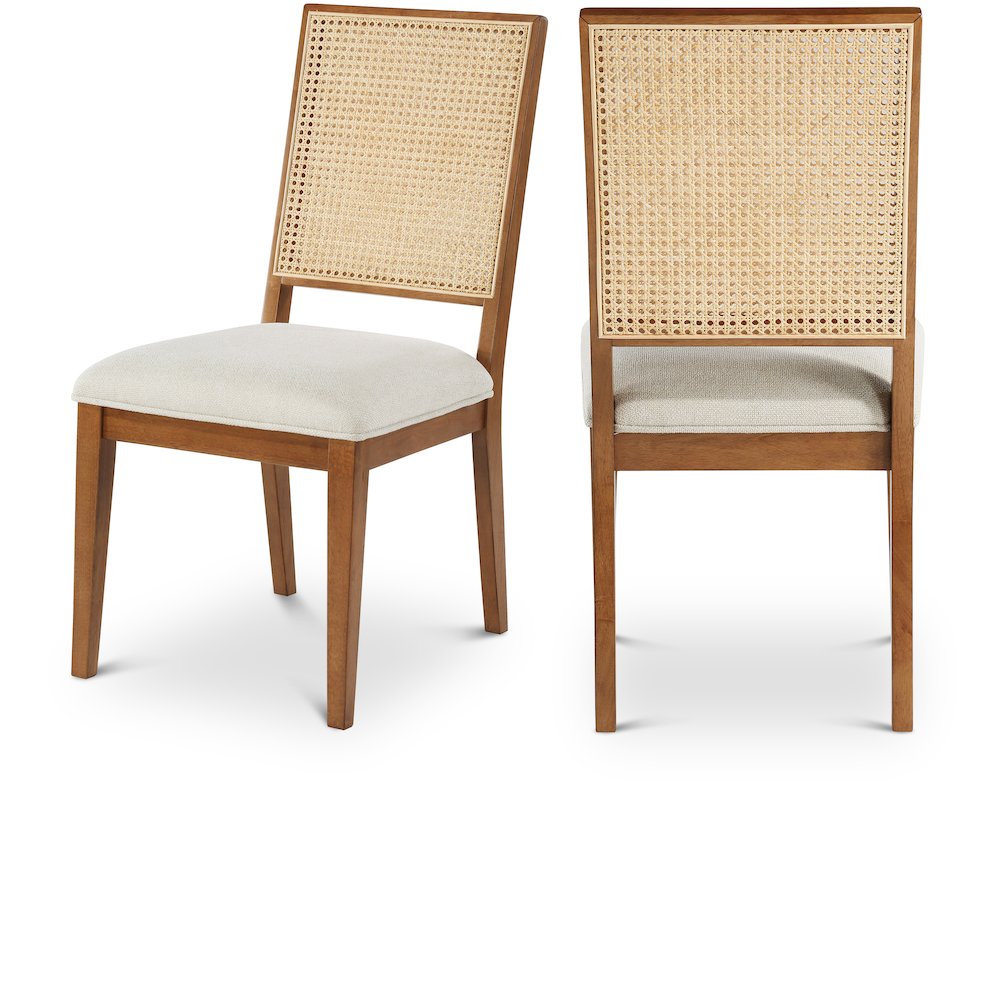 Butterfly Cream Linen Textured Fabric Dining Chair, Set of 2. Picture 1