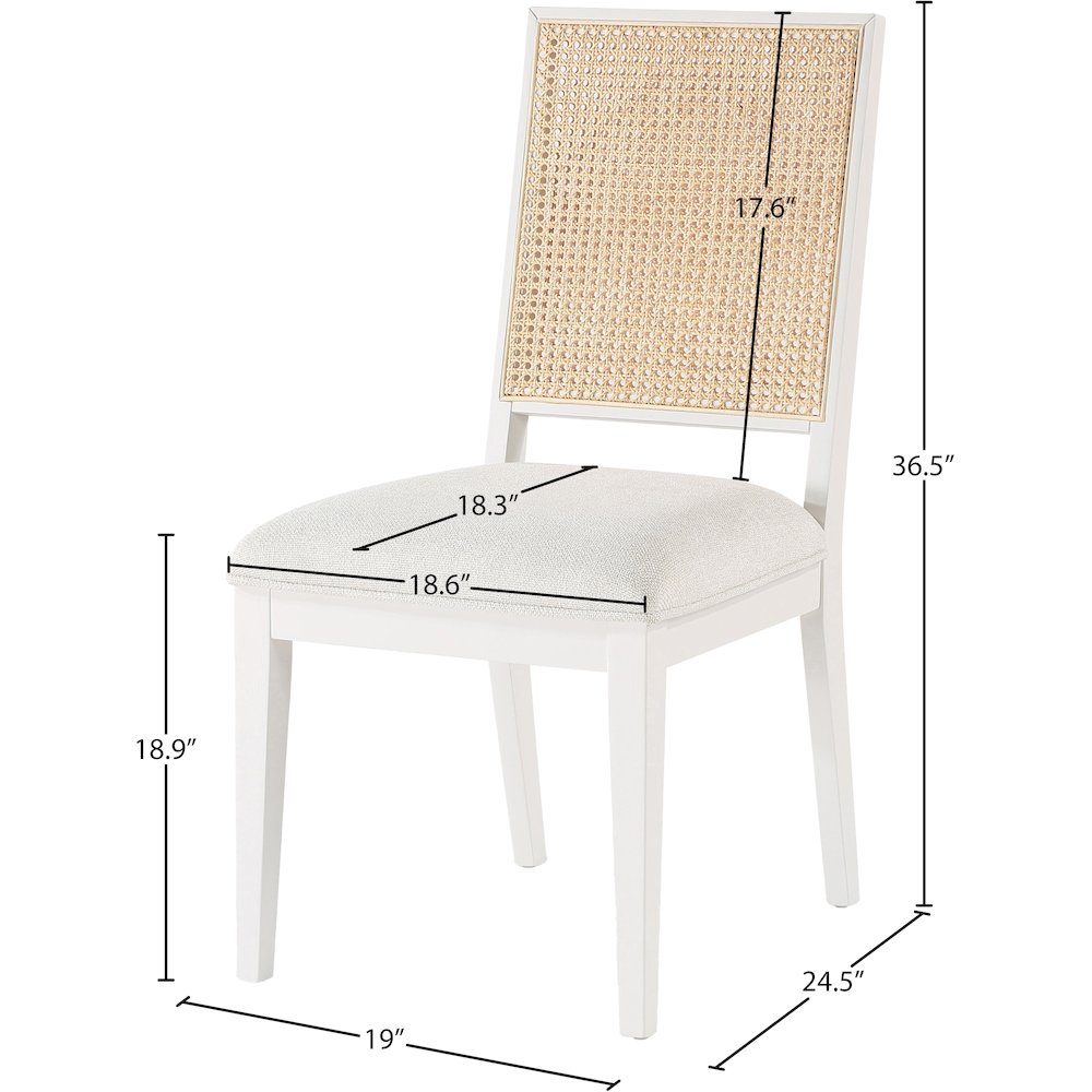 Butterfly Cream Linen Textured Fabric Dining Chair, Set of 2. Picture 7
