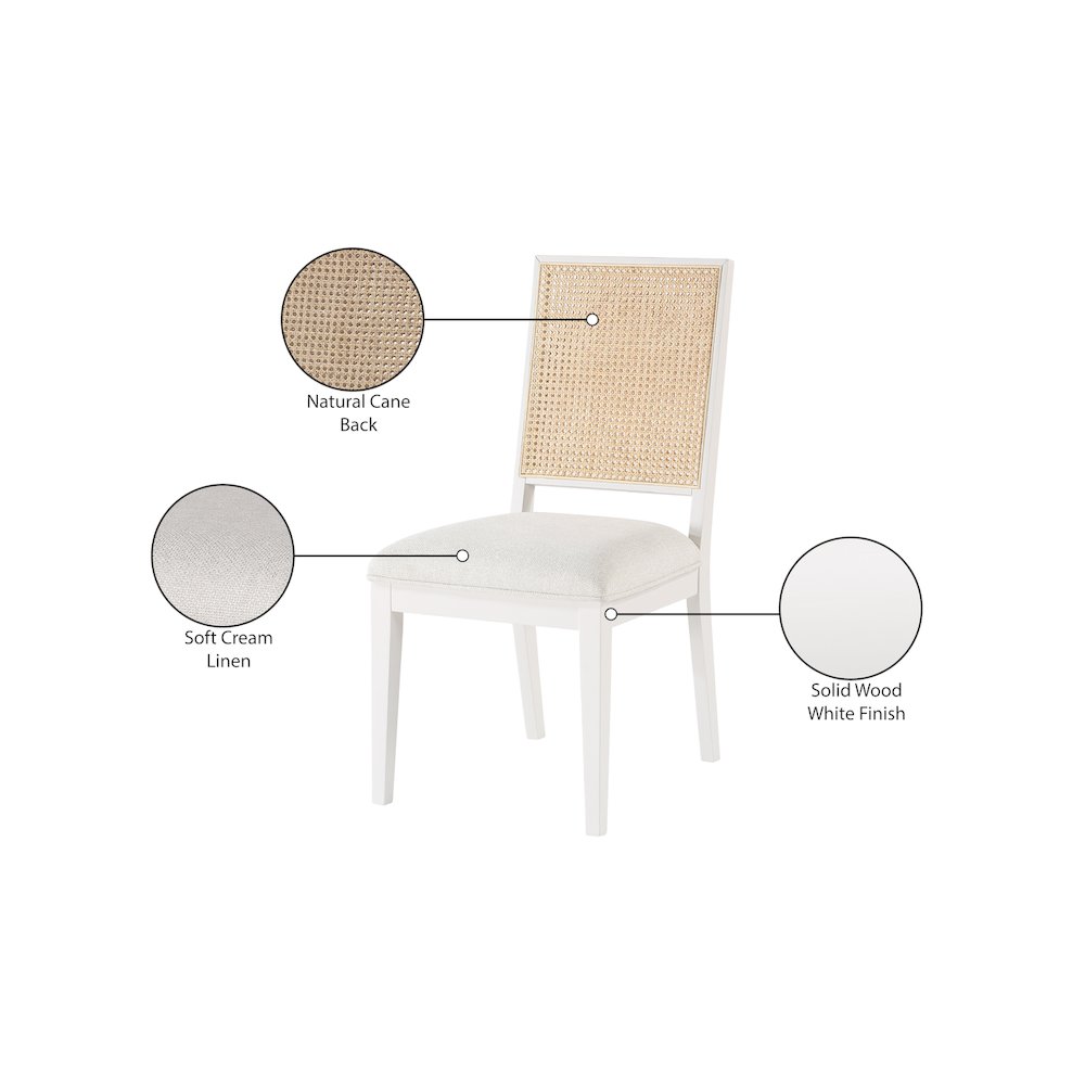 Butterfly Cream Linen Textured Fabric Dining Chair, Set of 2. Picture 8