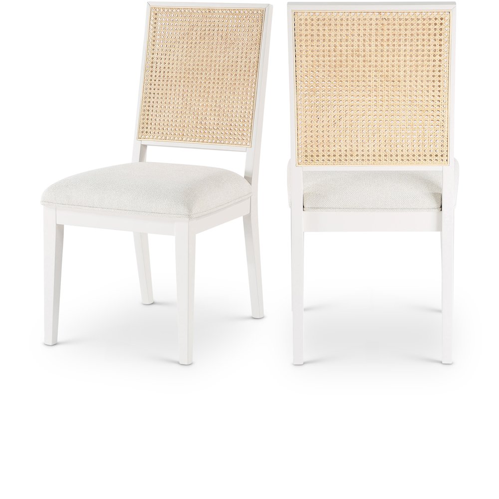 Butterfly Cream Linen Textured Fabric Dining Chair, Set of 2. Picture 1