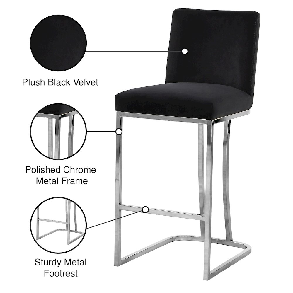 Heidi Black Velvet Stool. Picture 5