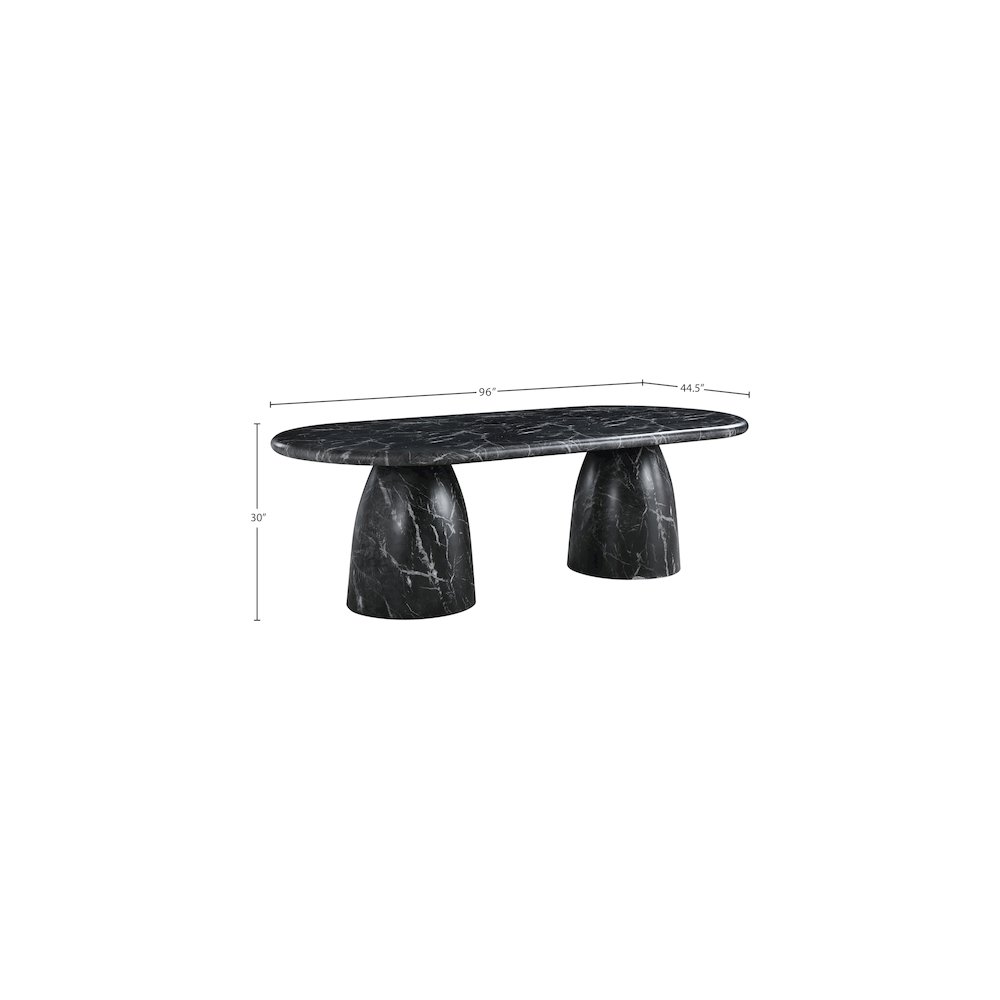 Cosenza Black 96" Marble Finish Concrete Dining Table. Picture 6
