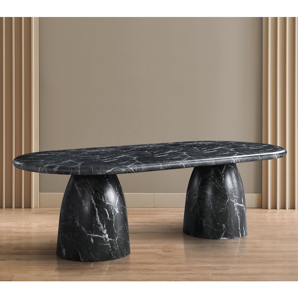 Cosenza Black 96" Marble Finish Concrete Dining Table. Picture 2
