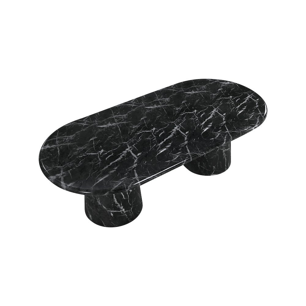 Cosenza Black 96" Marble Finish Concrete Dining Table. Picture 5