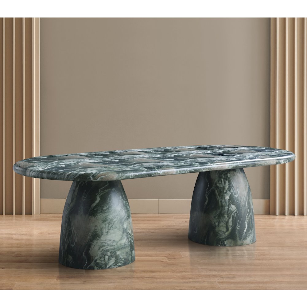 Cosenza Green 96" Marble Finish Concrete Dining Table. Picture 2