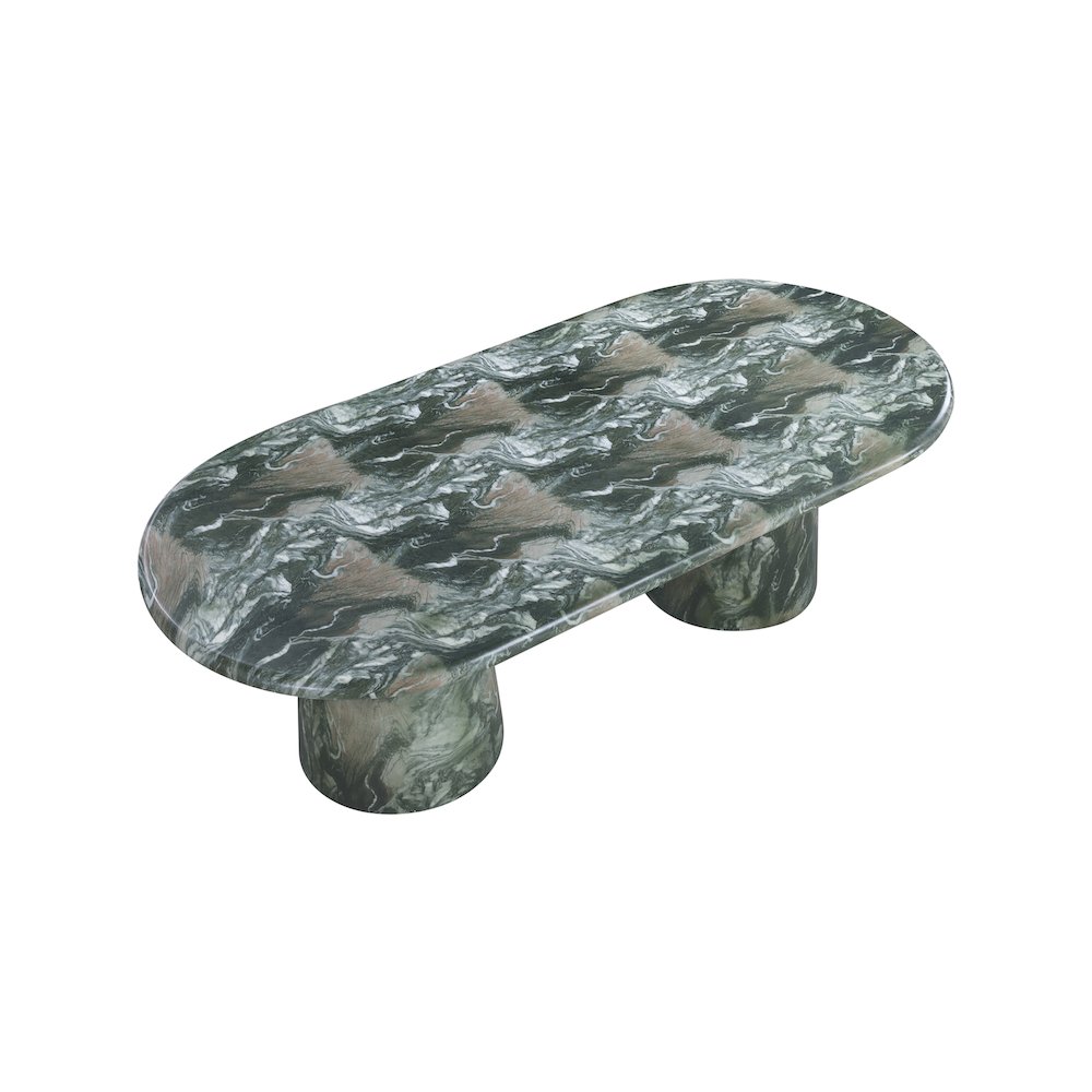 Cosenza Green 96" Marble Finish Concrete Dining Table. Picture 5