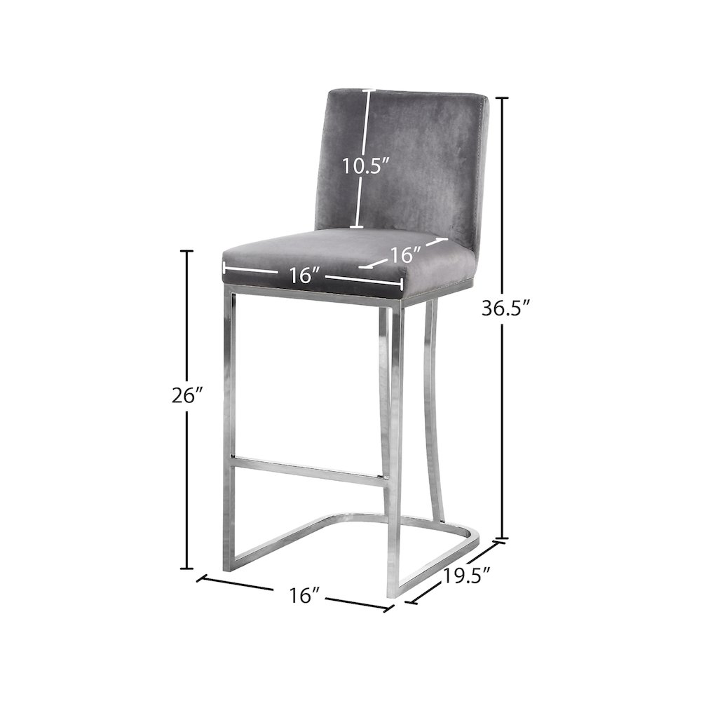 Heidi Grey Velvet Stool. Picture 4